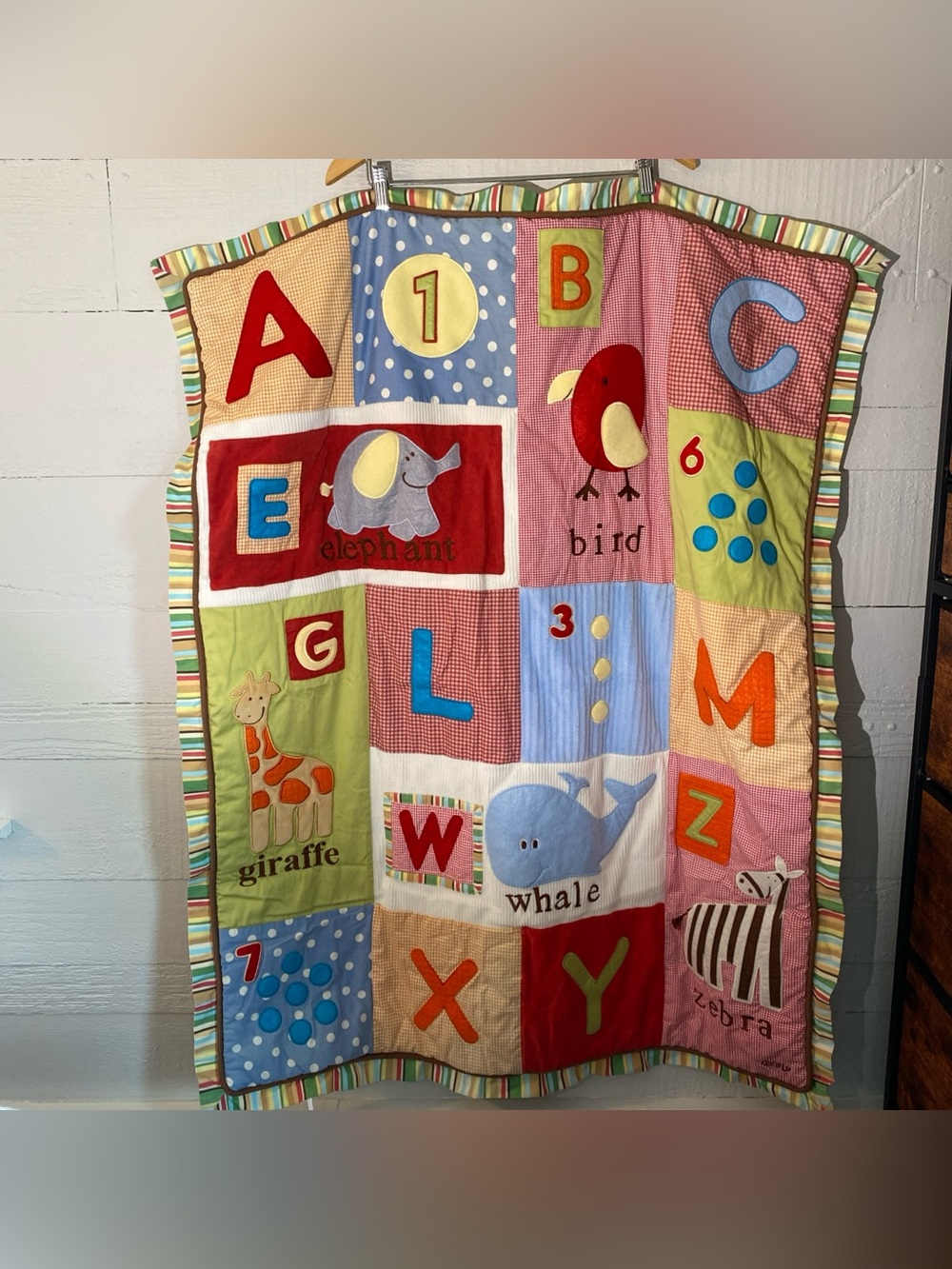 CoCaLo Baby Nursery Striped Numbers Letters Animals Crib Comforter Quilt